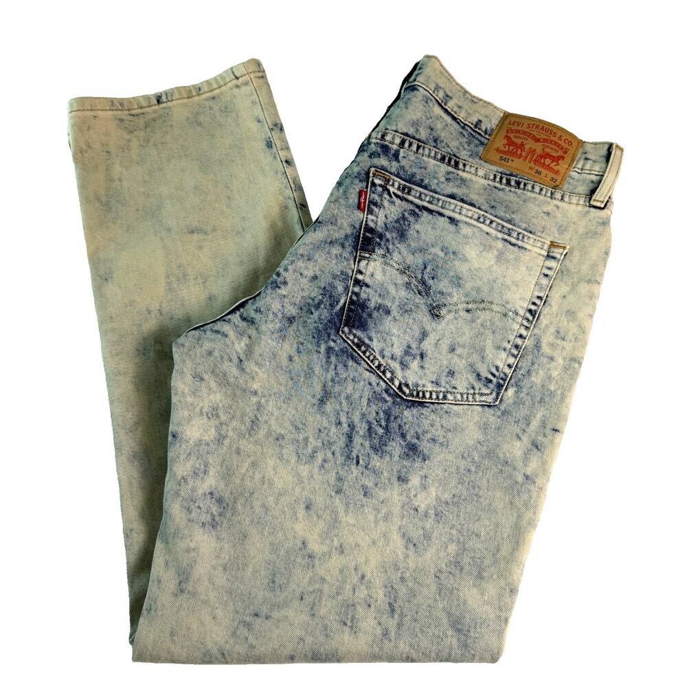 Levi's 541 Athletic Taper Men's Jeans 36x32 Blue & White Acid Wash Denim